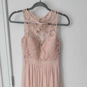 Floor length pink Bridesmaid Dress